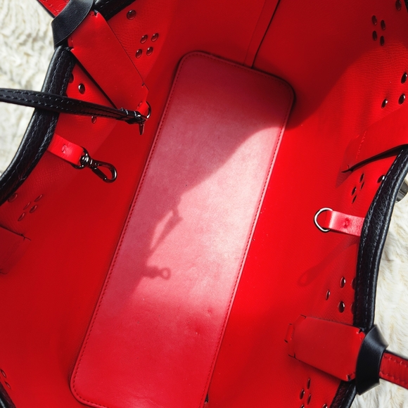 Christian Louboutin Black Leather Studded Tote with Red Interior - Picture 9 of 9